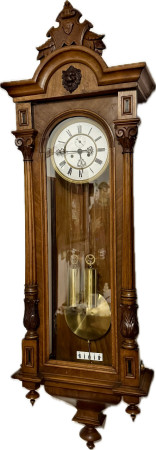 Nástěnné pseudorenesanční pendlové dvou-závažové bicí hodiny
