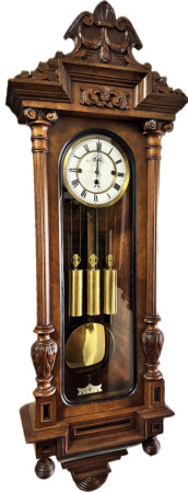 Nástěnné pseudorenesanční pendlové tří-závažové bicí hodiny